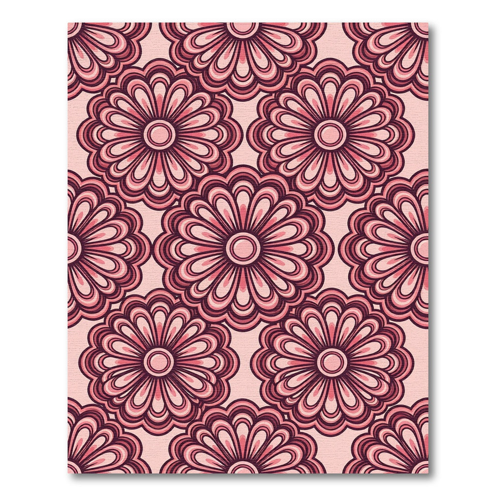 Blush Pink Retro Floral Symmetry Rug