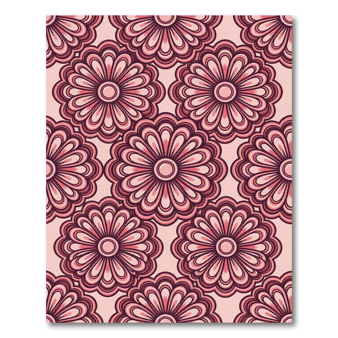 Blush Pink Retro Floral Symmetry Rug