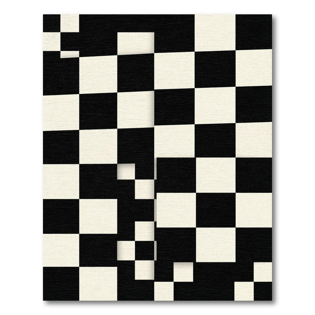 Minimalist Black and White Checkered Grid Rug