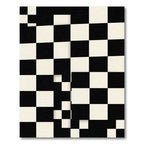 Minimalist Black and White Checkered Grid Rug
