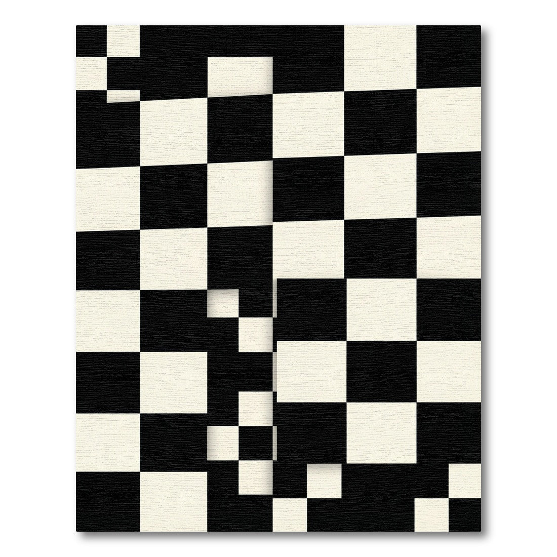 Minimalist Black and White Checkered Grid Rug