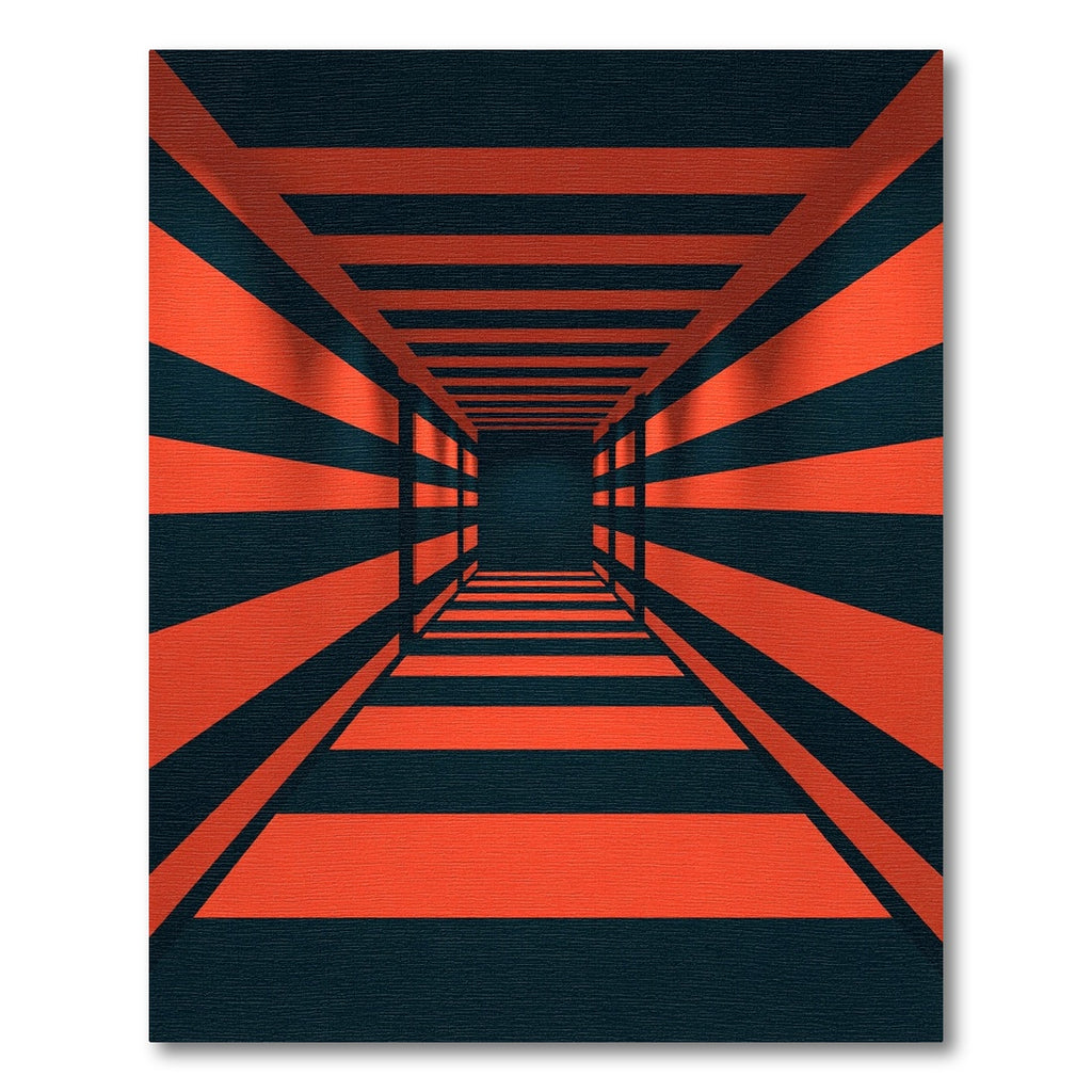 Bold Crimson and Obsidian Striped Geometric Rug