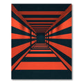 Bold Crimson and Obsidian Striped Geometric Rug