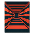 Bold Crimson and Obsidian Striped Geometric Rug