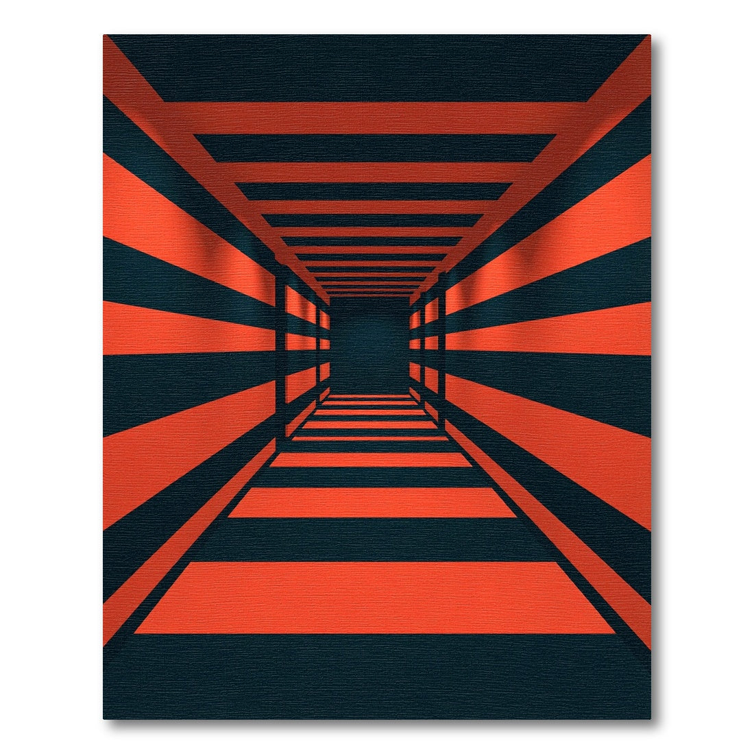 Bold Crimson and Obsidian Striped Geometric Rug