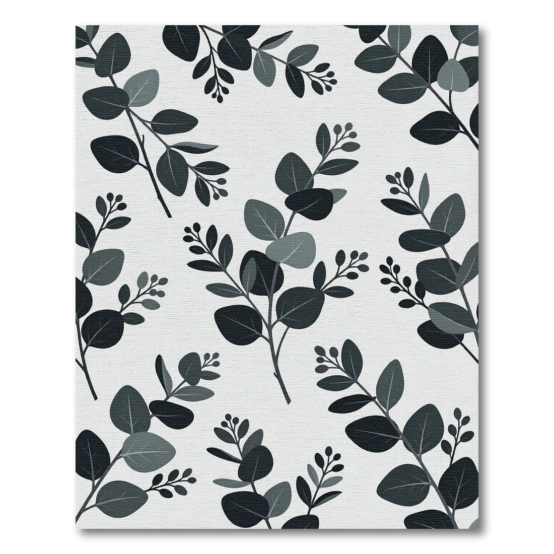 Minimalist Monochrome Eucalyptus Leaf Branch Rug