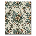 Elegant Sage Cream Botanical Floral Bloom Rug