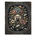 Ornate Ferret Floral Frame Illustration Rug