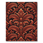 Crimson Vine Scroll Damask Rug