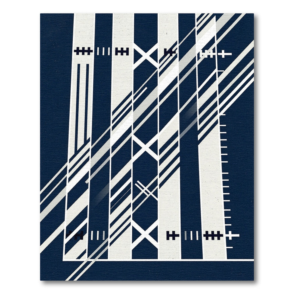 Minimalist Navy Dark Geometric Linear Rug