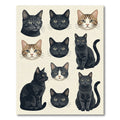 Captivating Charcoal and Brown Feline Faces Rug