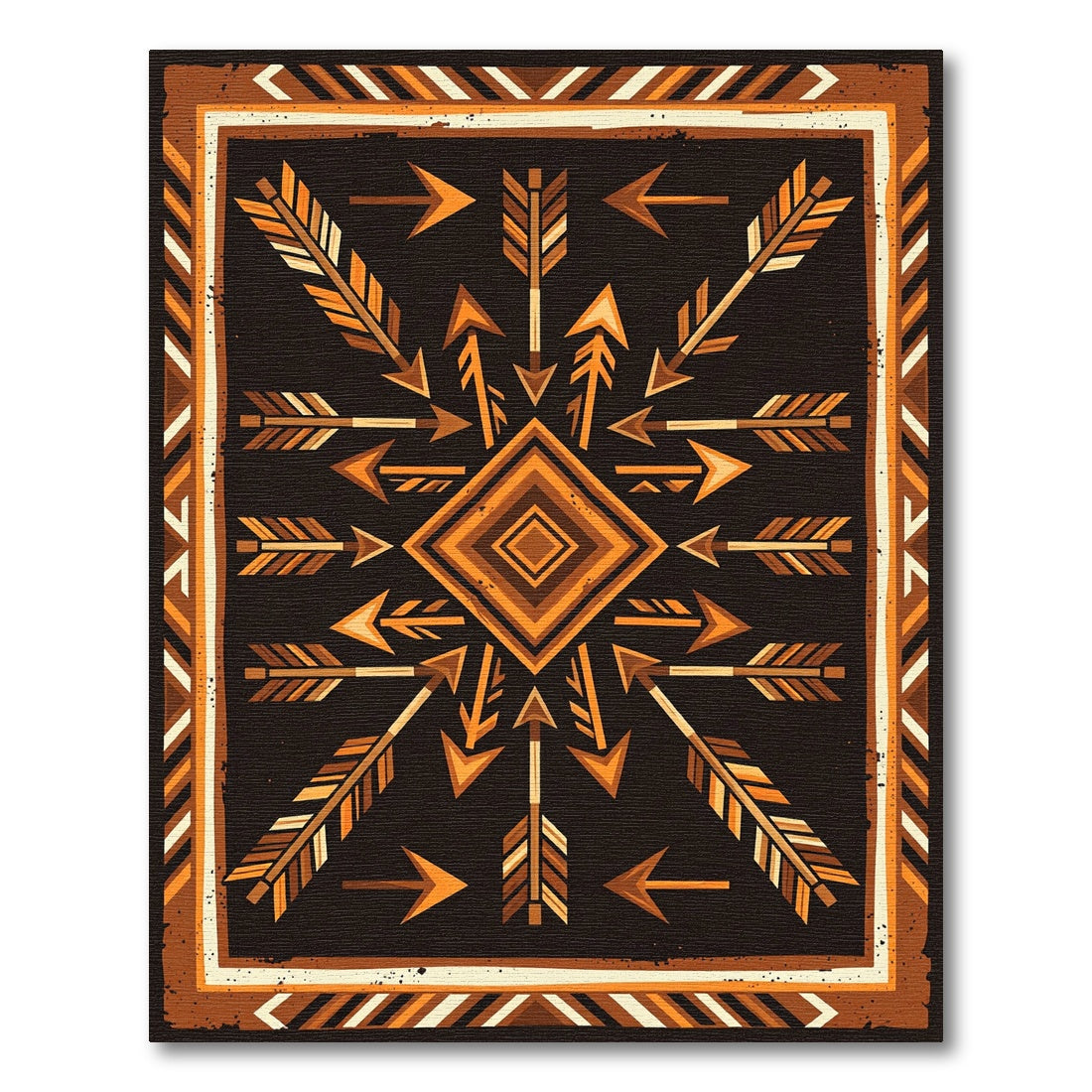 Earthy Geometric Arrow Diamond Rug
