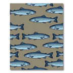 Sophisticated Blue Salmon School Illustration Rug