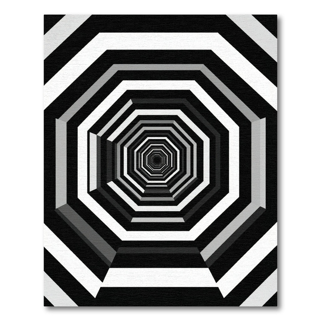Monochrome Geometric Infinite Octagon Tunnel Rug