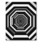 Monochrome Geometric Infinite Octagon Tunnel Rug
