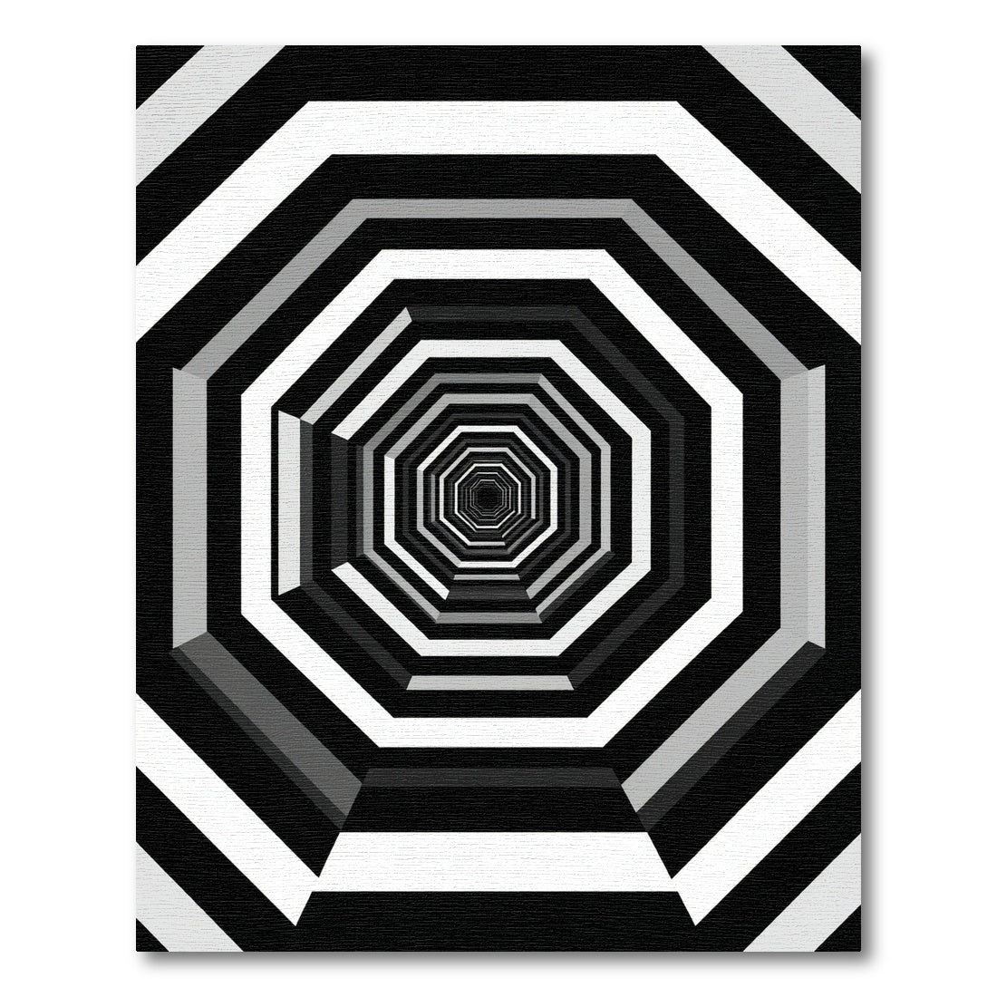 Monochrome Geometric Infinite Octagon Tunnel Rug