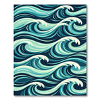 Deep Blue Aqua Ocean Waves Rug