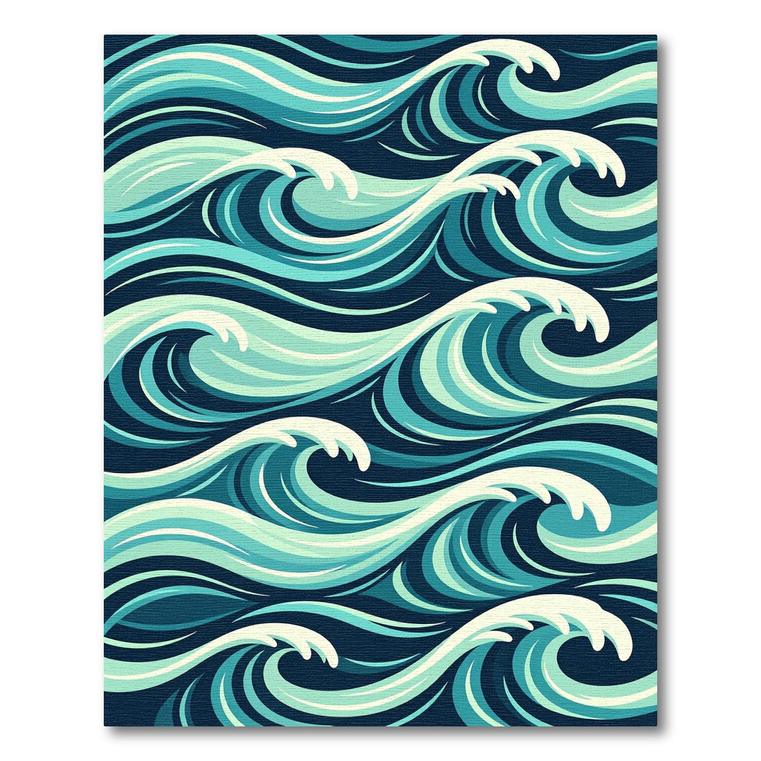 Deep Blue Aqua Ocean Waves Rug