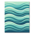Modern Aqua Blue Abstract Ocean Waves Rug