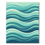 Modern Aqua Blue Abstract Ocean Waves Rug