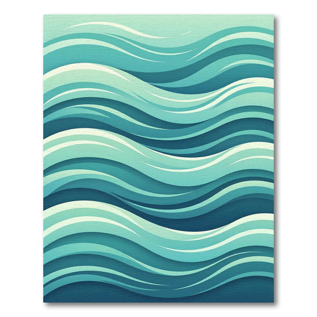 Modern Aqua Blue Abstract Ocean Waves Rug