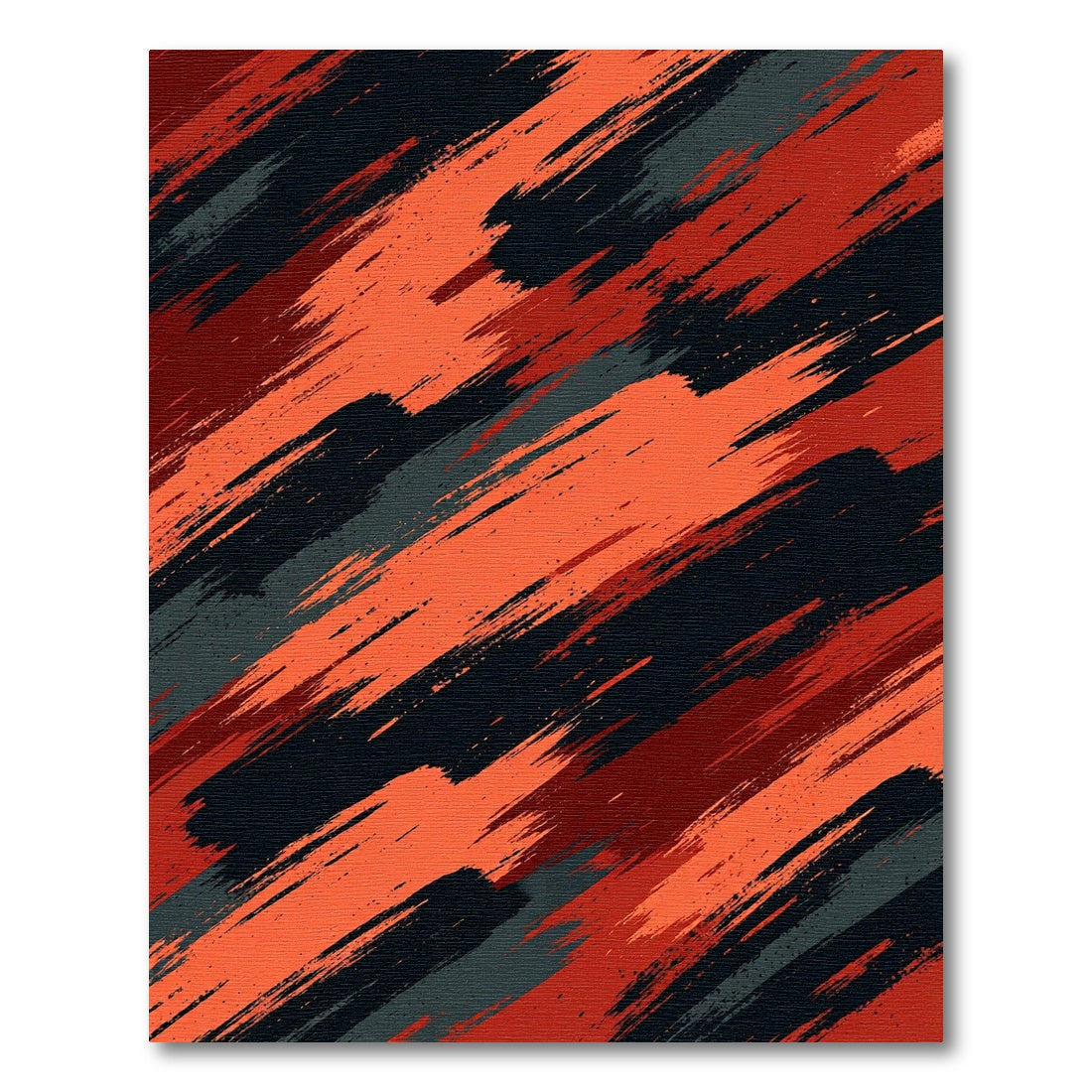 Crimson Orange Abstract Brush Strokes Rug
