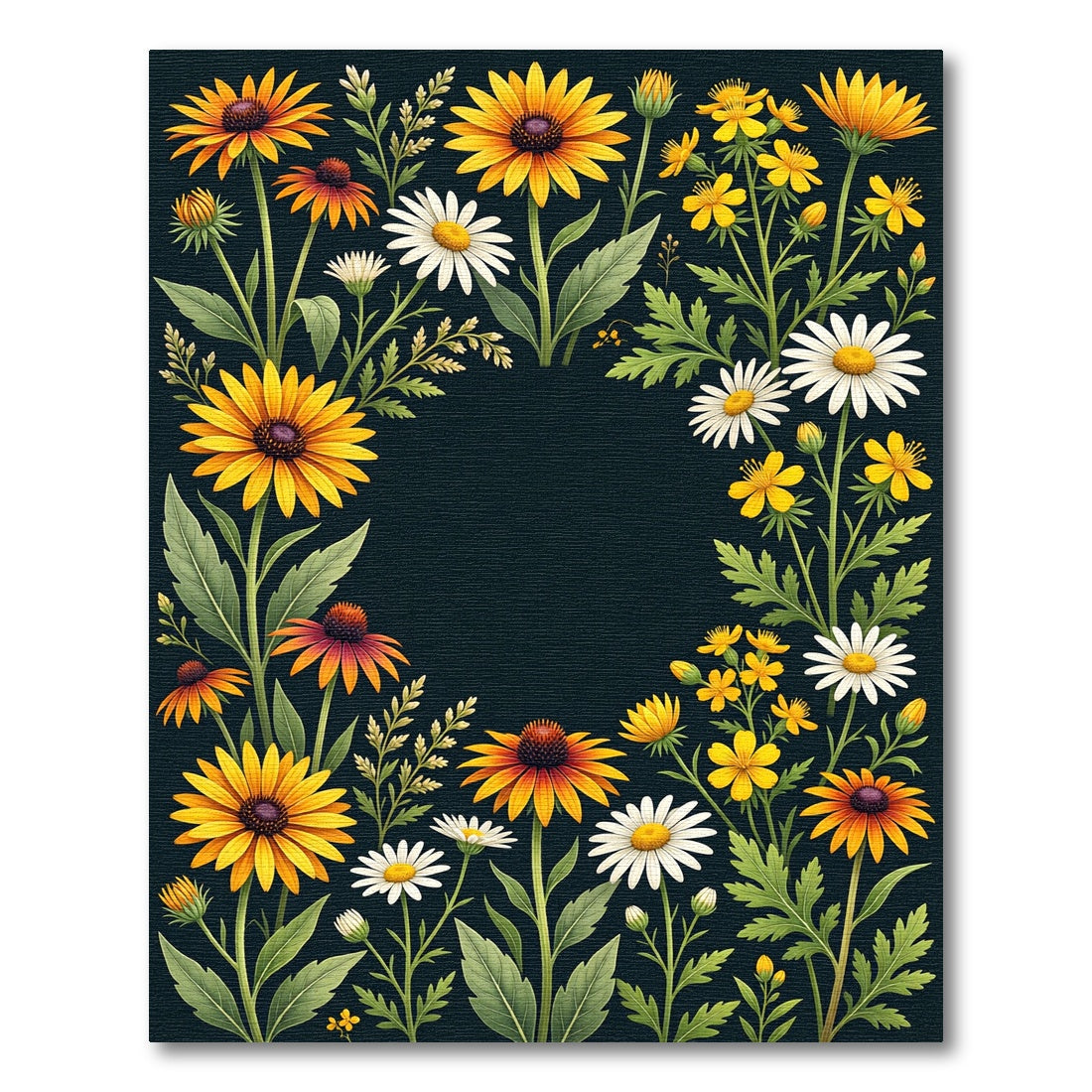 Wildflower Meadow Gold and White Botanical Rug
