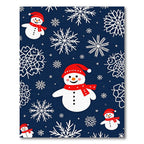 Festive Snowman And Snowflakes Scene Rug