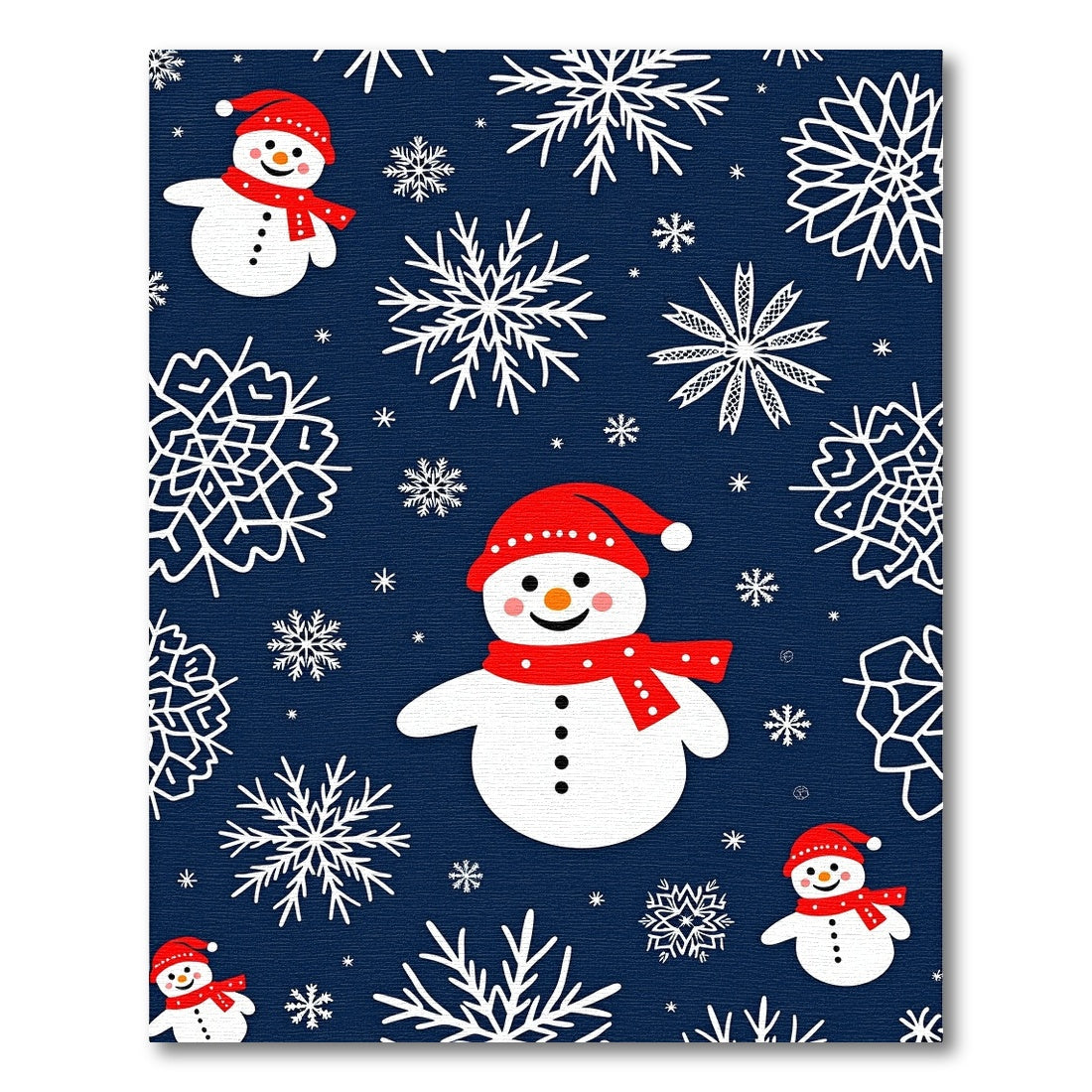 Festive Snowman And Snowflakes Scene Rug