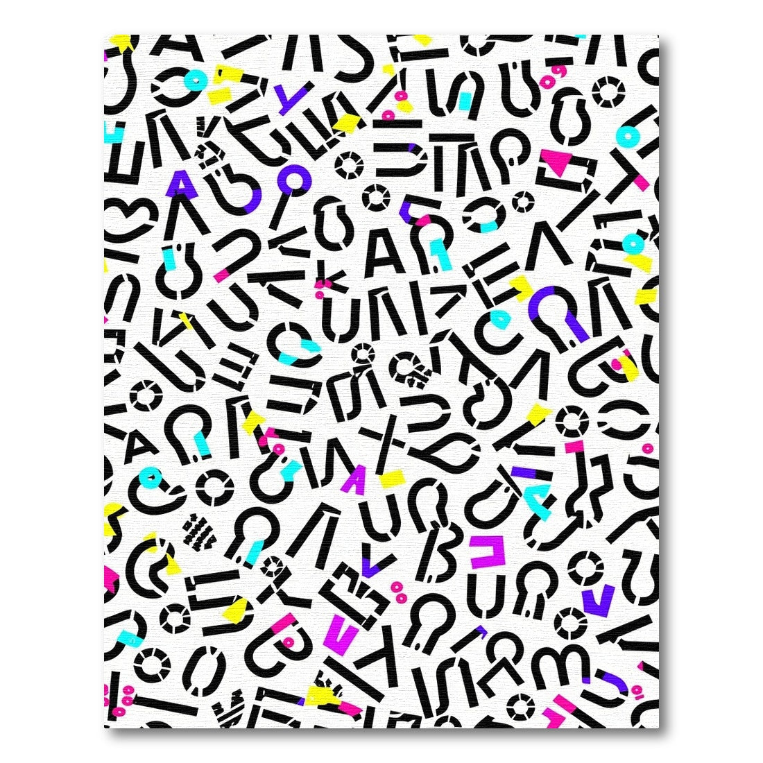 Colorful Abstract Alphabet Collage Rug