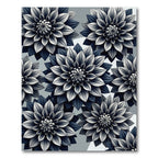 Monochromatic Floral Dahlia Botanical Art Rug