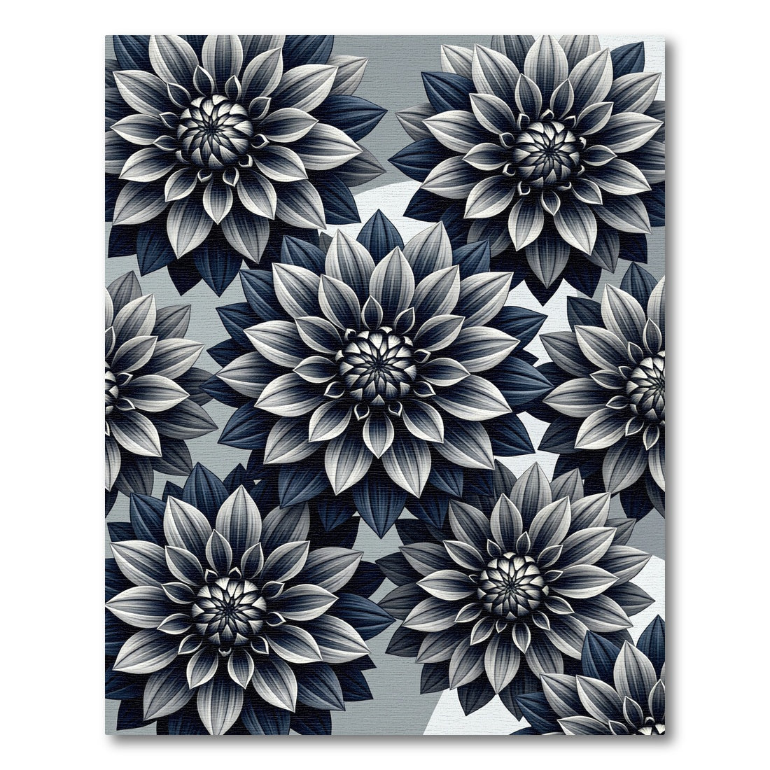 Monochromatic Floral Dahlia Botanical Art Rug