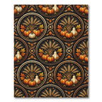 Autumn Harvest Wheat and Pumpkin Medallion Rug