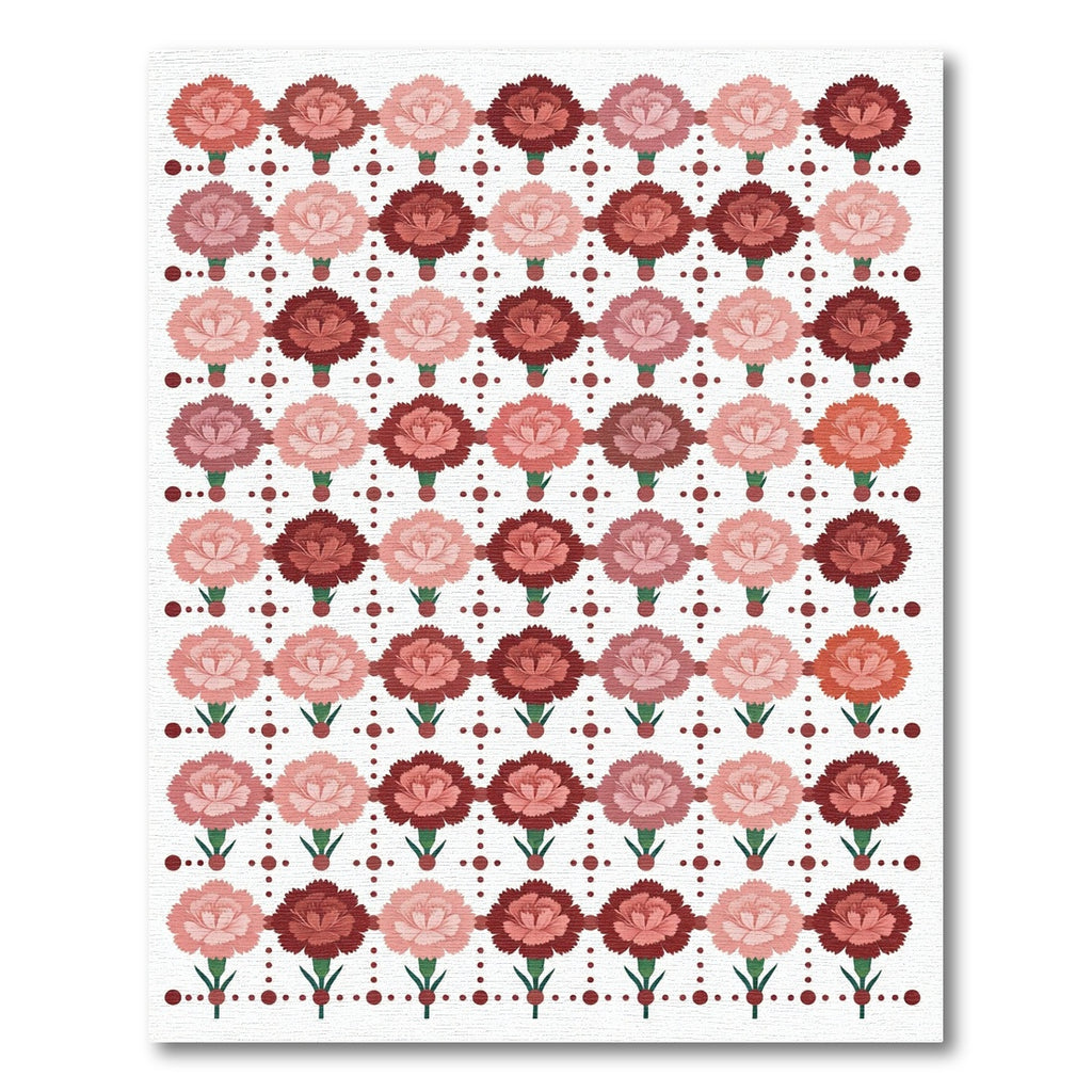 Red Pink Carnation Garden Arrangement Rug