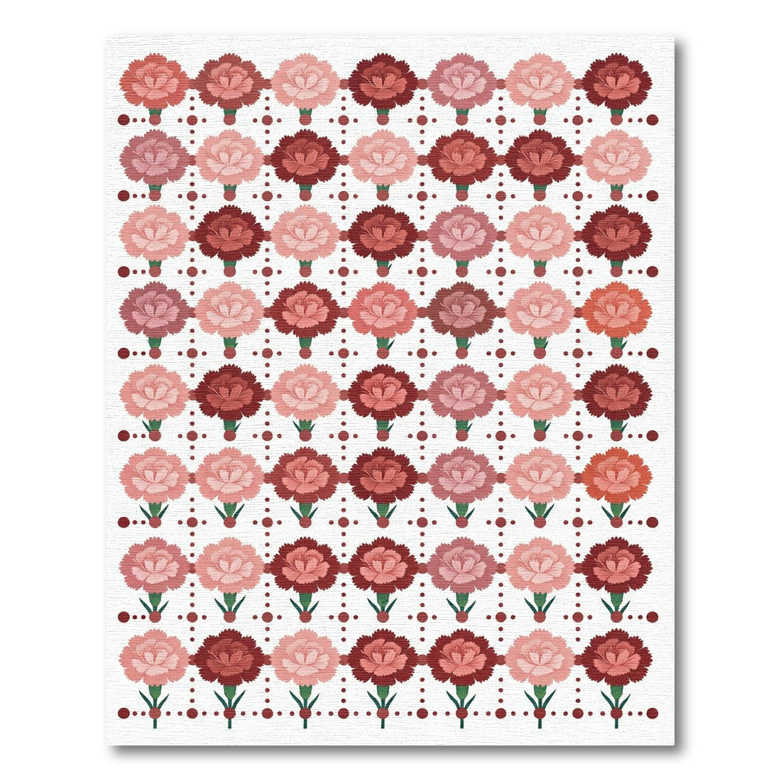 Red Pink Carnation Garden Arrangement Rug