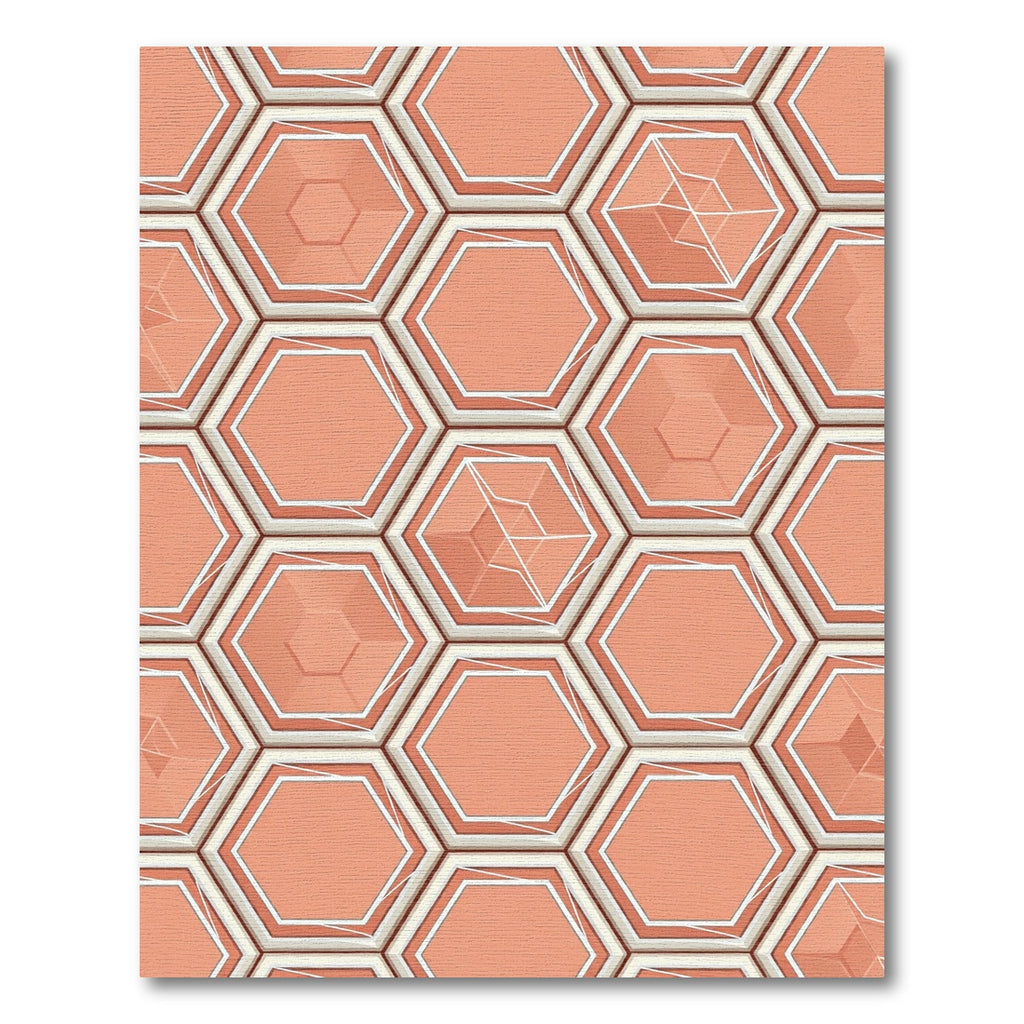 Coral Hexagon Tessellation Texture Rug