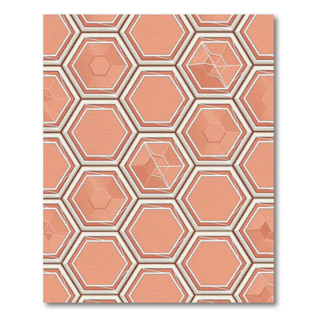 Coral Hexagon Tessellation Texture Rug