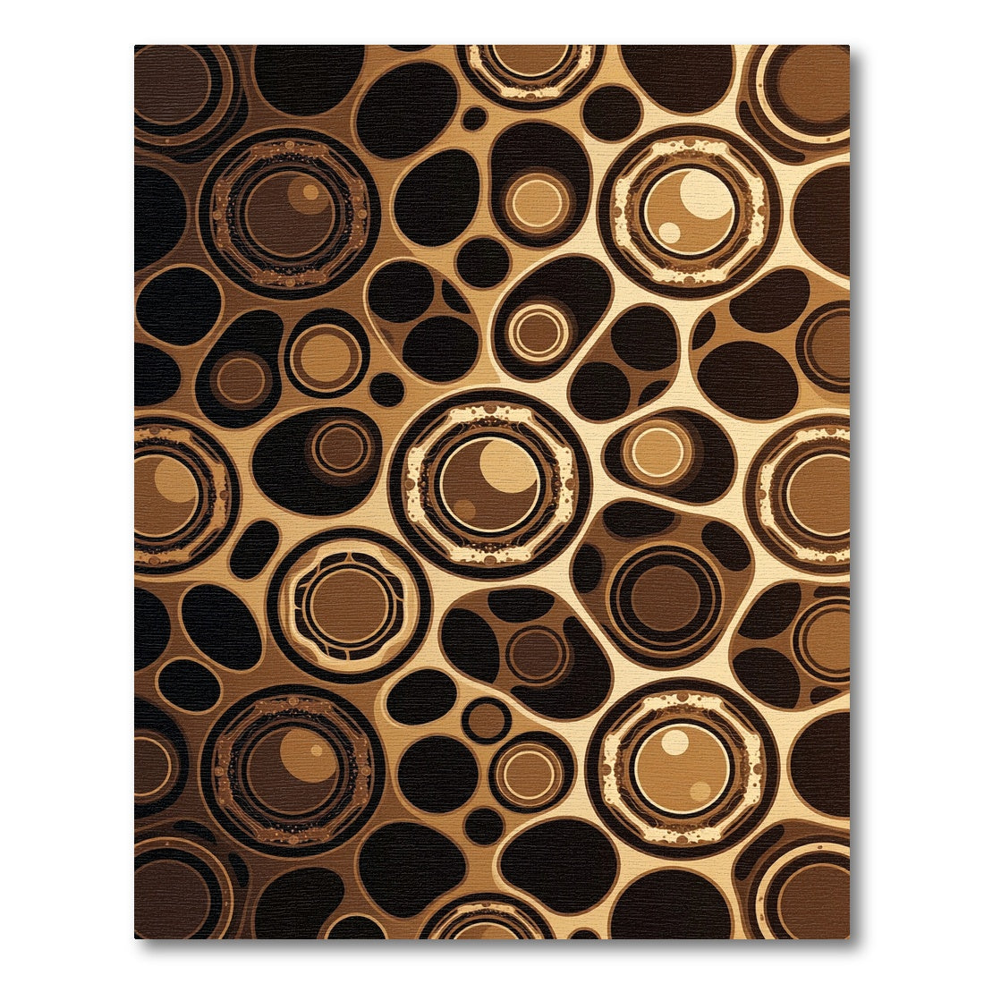Abstract Bronze Cellular Spheres Rug