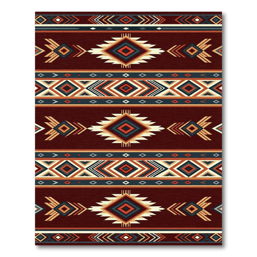 Rich Crimson Navajo Diamond Stripe Rug