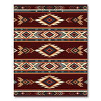 Rich Crimson Navajo Diamond Stripe Rug