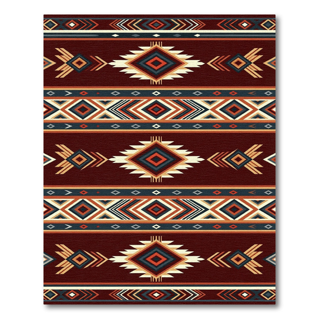 Rich Crimson Navajo Diamond Stripe Rug