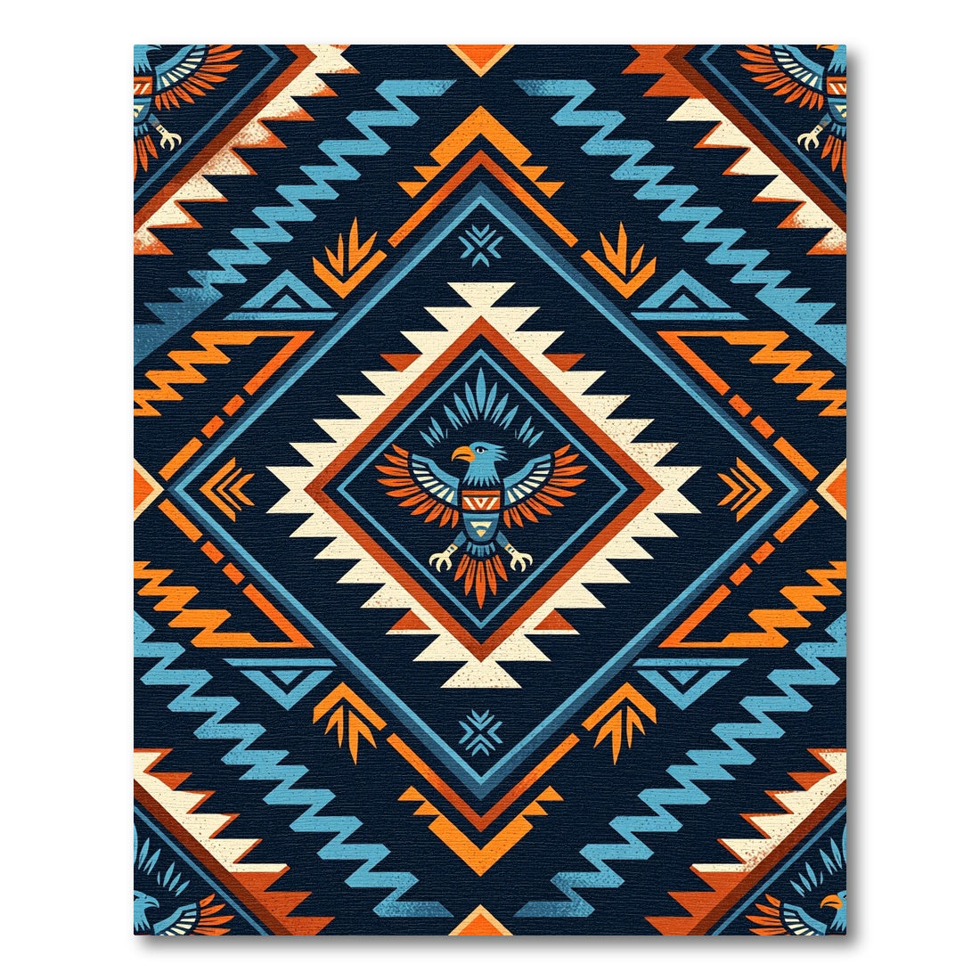 Navajo Inspired Eagle Diamond Pattern Rug