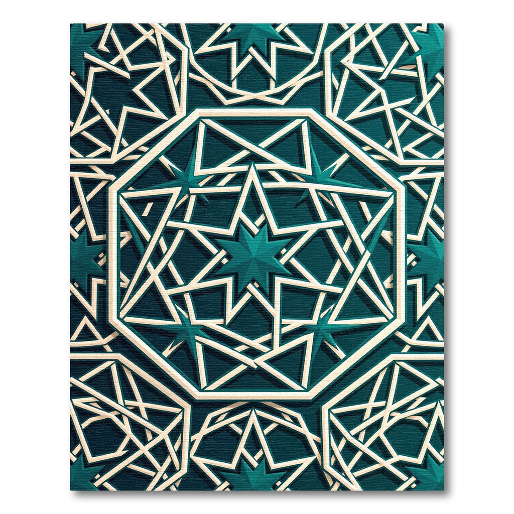 Teal Geometric Star Octagon Rug