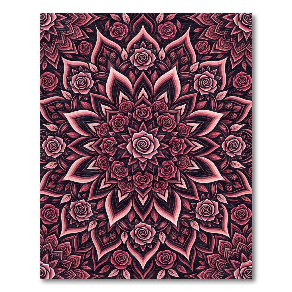 Crimson Rose Mandala Bloom Rug