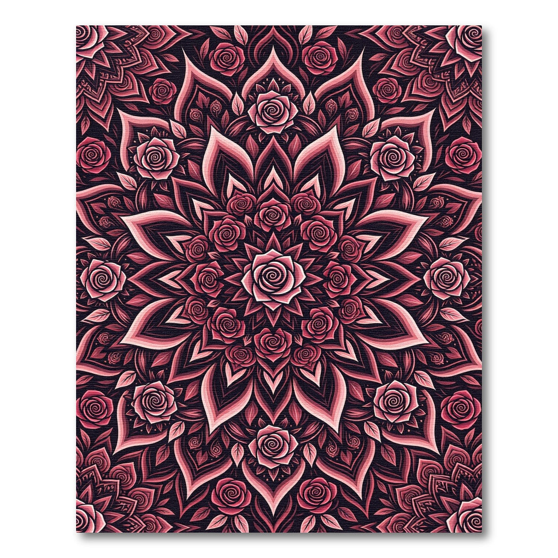 Crimson Rose Mandala Bloom Rug