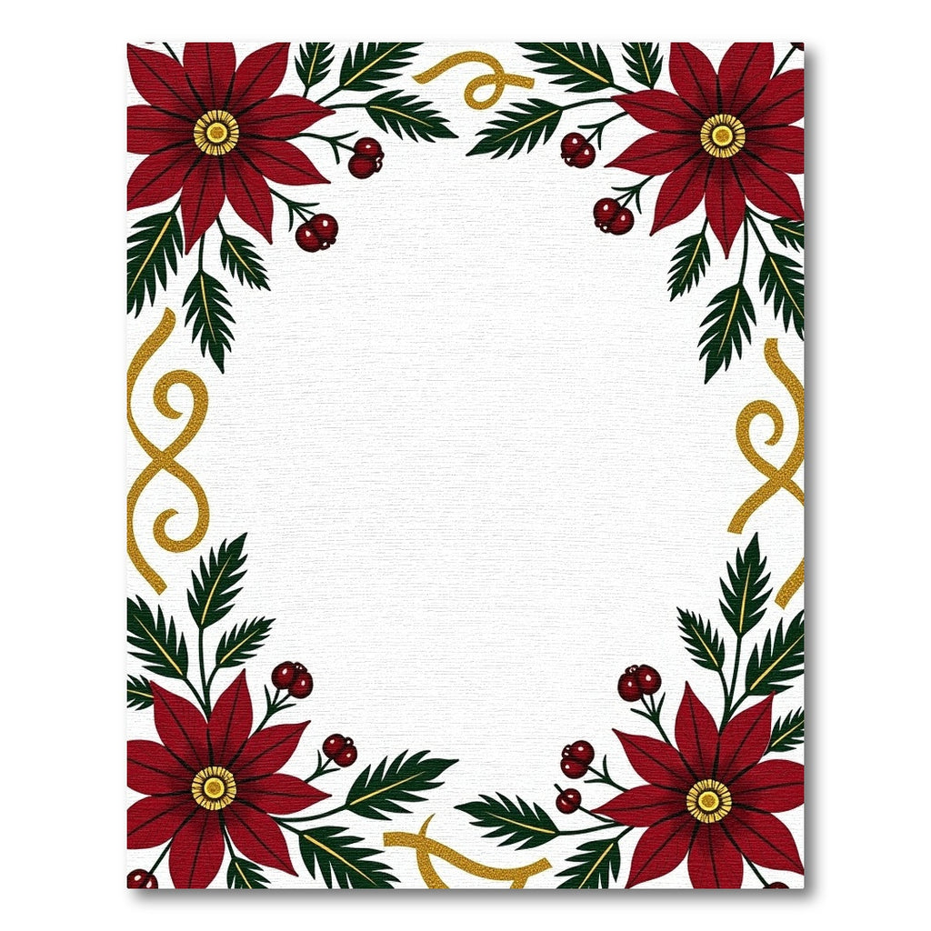 Deep Red Poinsettia Glitter Swirl Rug