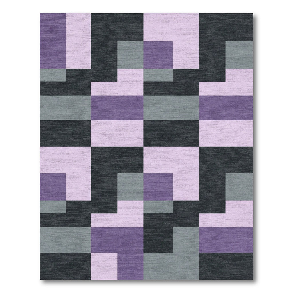 Purple Gray Black Abstract Squares Rug