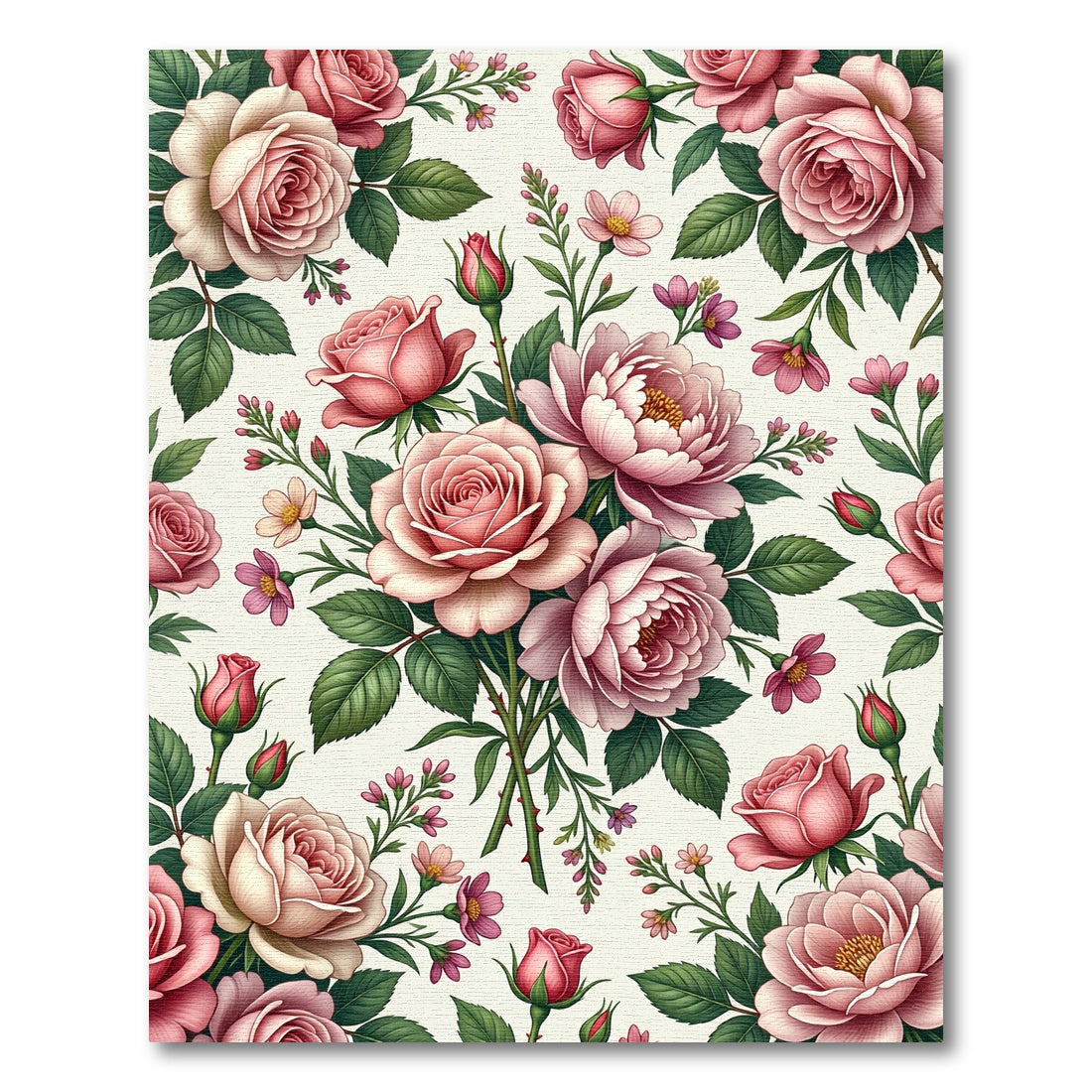 Romantic Blush Pink Rose Bouquet Rug