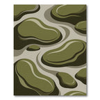Olive Green Abstract Blob Flow Rug