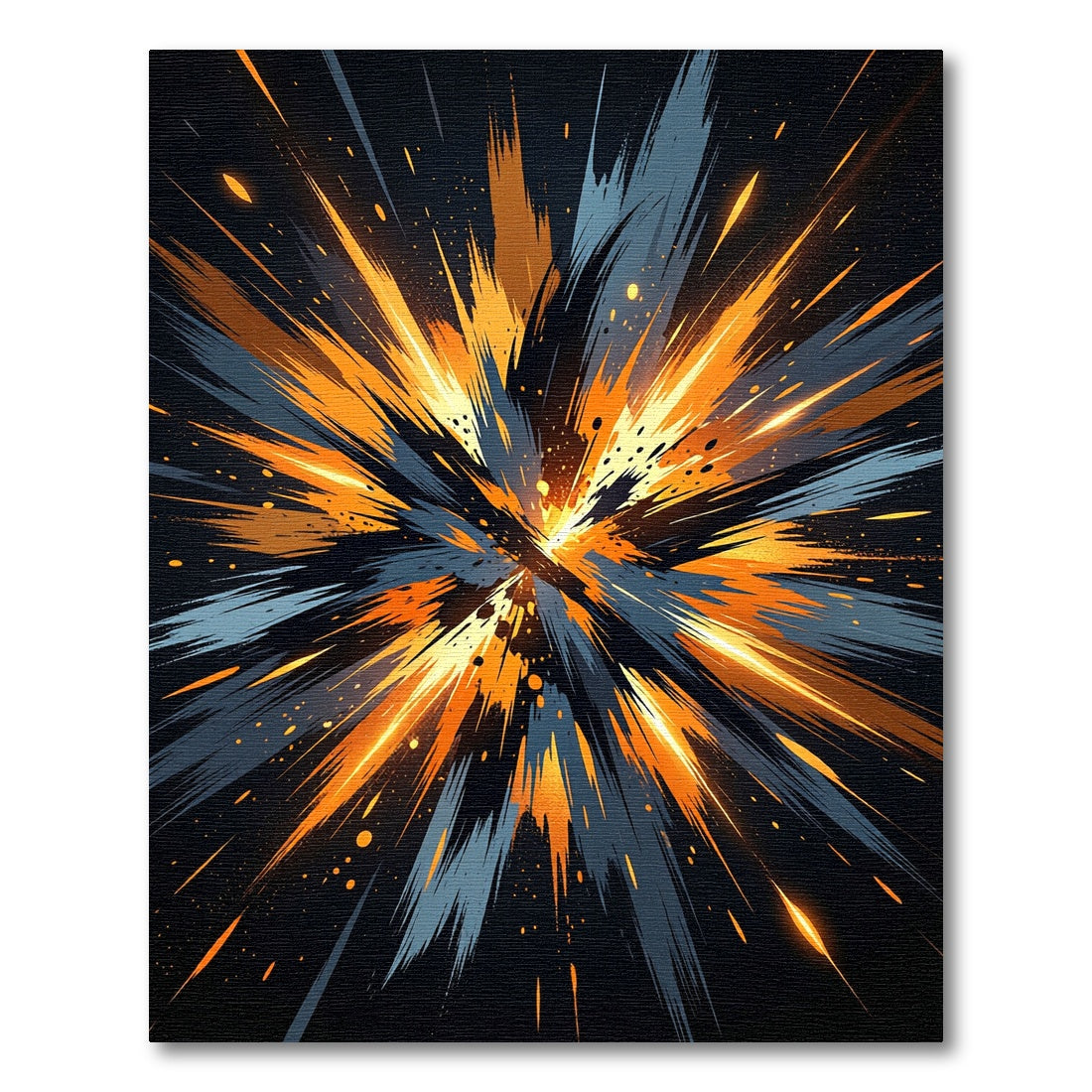 Dynamic Orange Blue Abstract Burst Rug